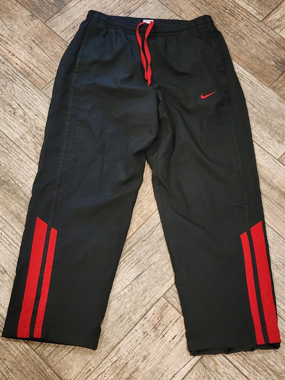 Y2K Nike  Black Track Pants with Red Accents Size XL